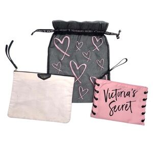 Victoria’s Secret Sheer Embroidered Lingerie Bag & 2 Cosmetic Bags EUC